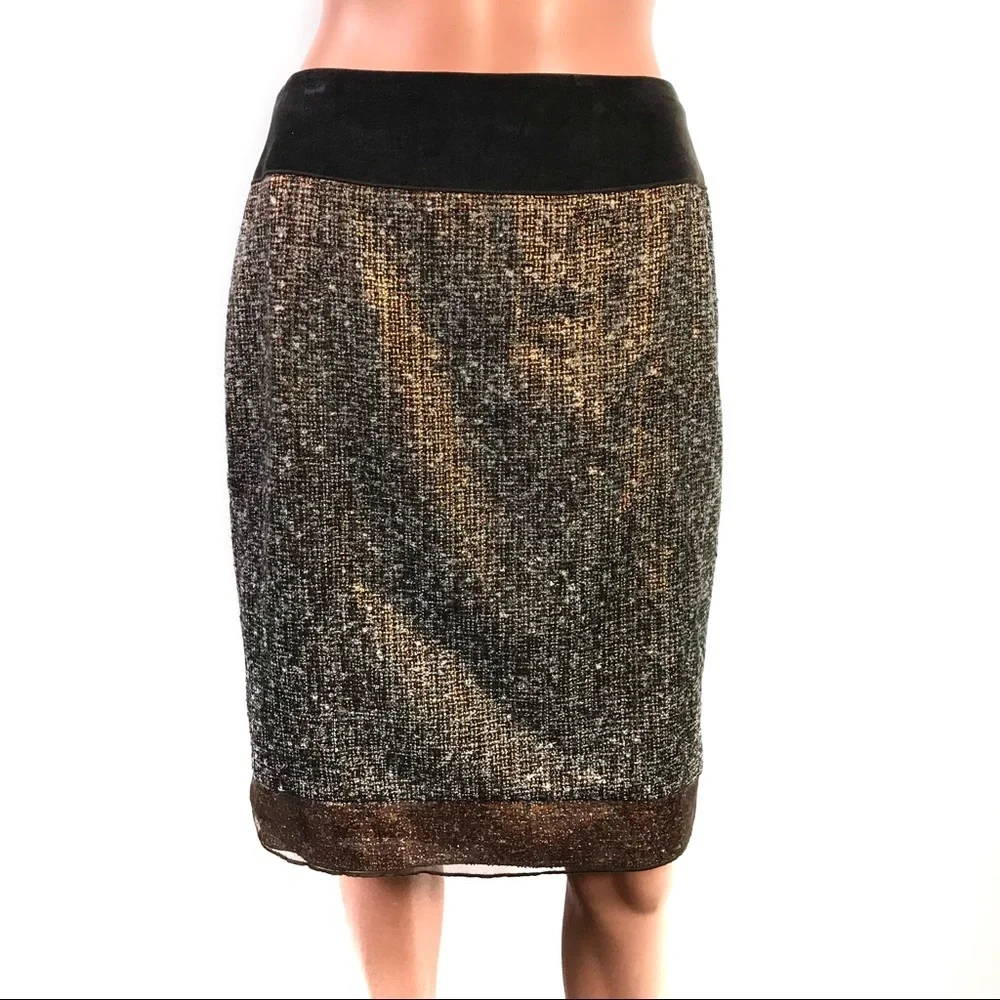 Magaschoni Brown Sequin Skirt Size 10 Brand New - Picture 1 of 7